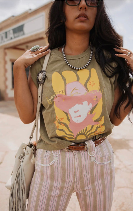 Born To Ride Olive Tank