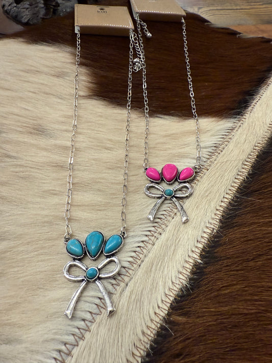 3 Stone Bow Necklace