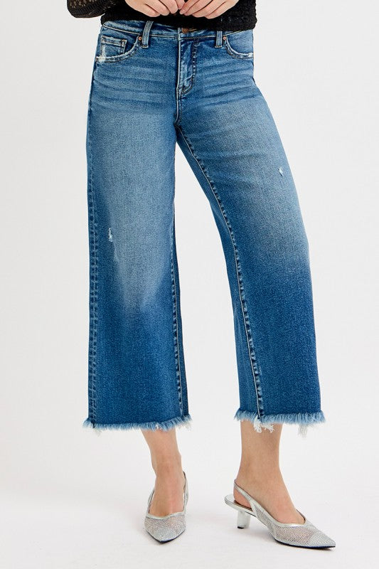 Risen Tummy Control Mid Rise Crop Straight Jeans