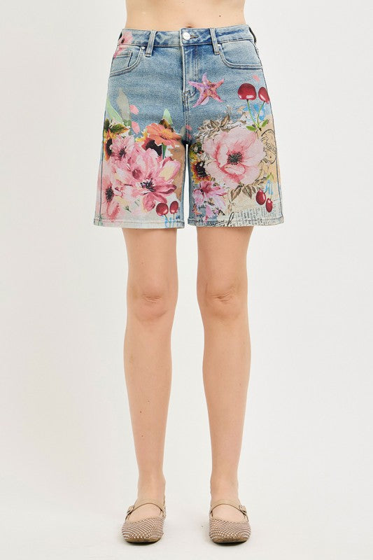 Slouchy Floral Print Jorts