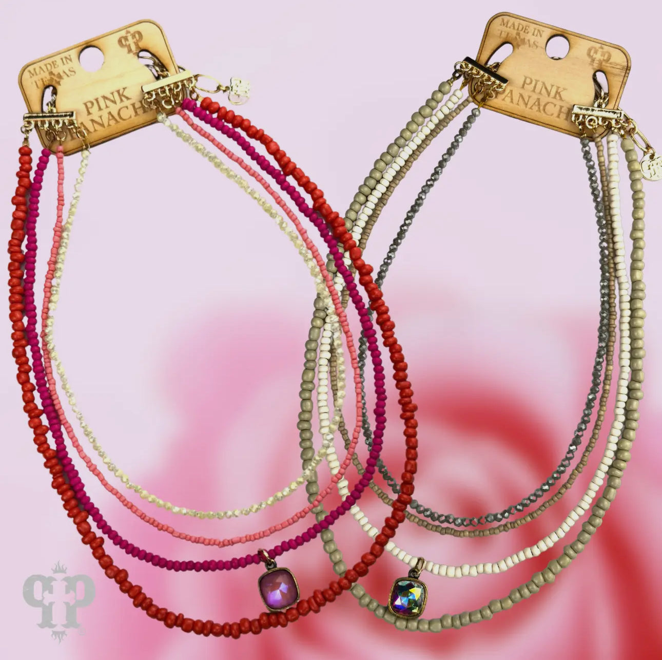 Four Strand Pendant Necklace,
Austrian Crystal