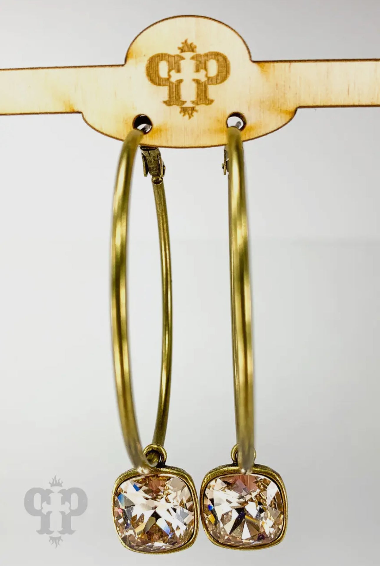 Austrian Square Crystal Hoop
Earring, 12mm