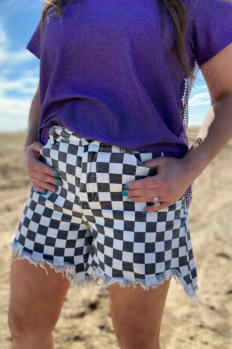 KREEK DENIM SHORTS -CHECK
