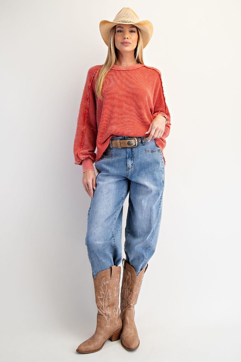 TEXTURED WASHED THERMAL PULLOVER