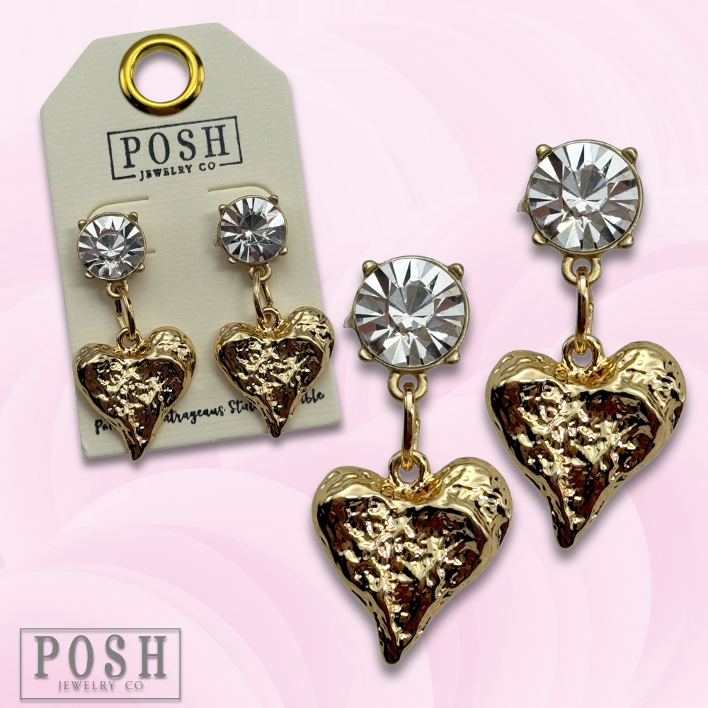 Folk art style heart charm earring