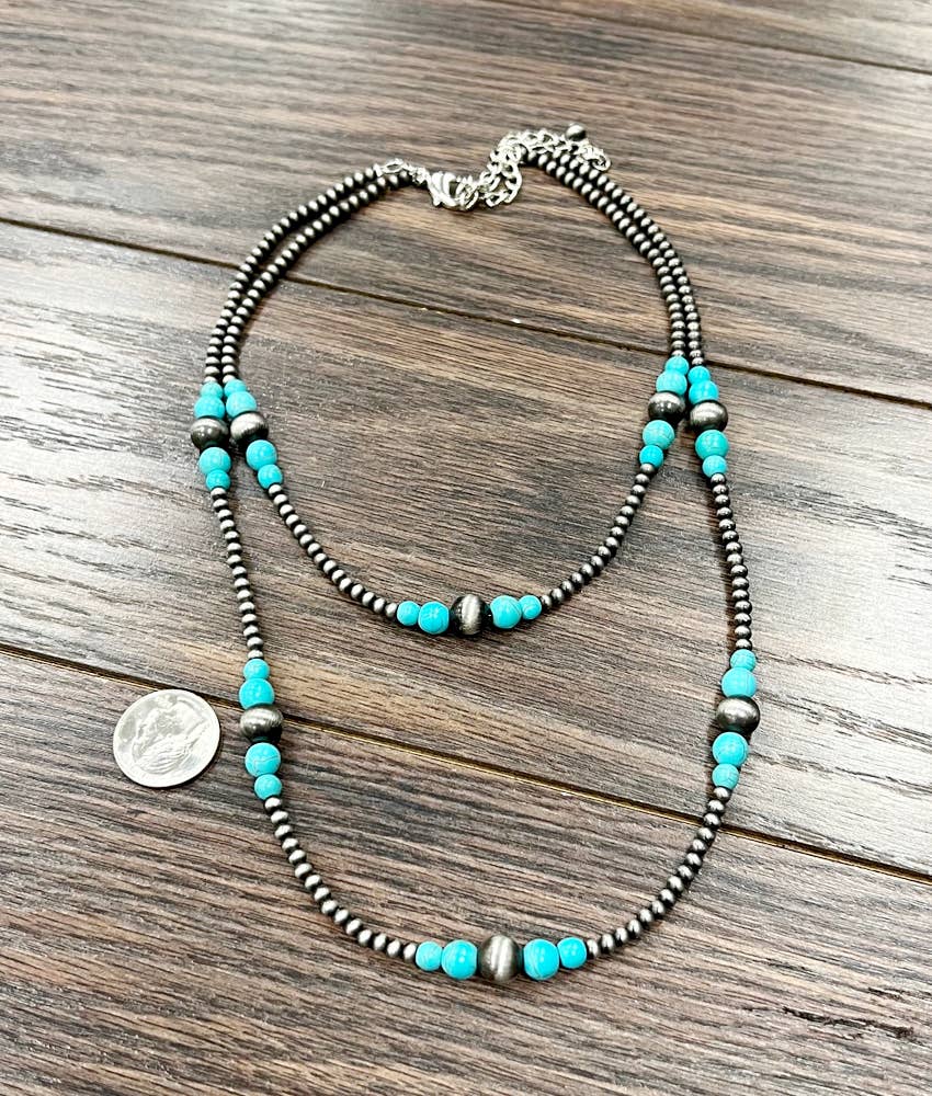 Bandera Handmade Navajo Bead, Synthetic Turquoise Necklace