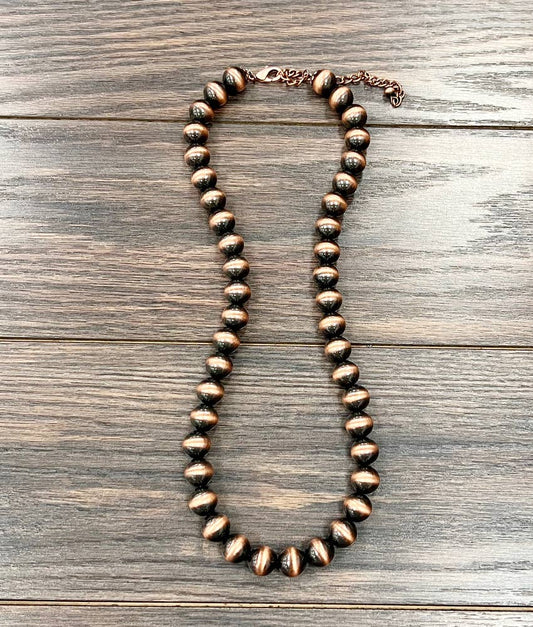 731310, Handmade 24" Copper Navajo Bead Necklace
