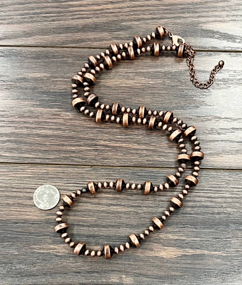 739316, Handmade 34" Copper Navajo Bead Necklace