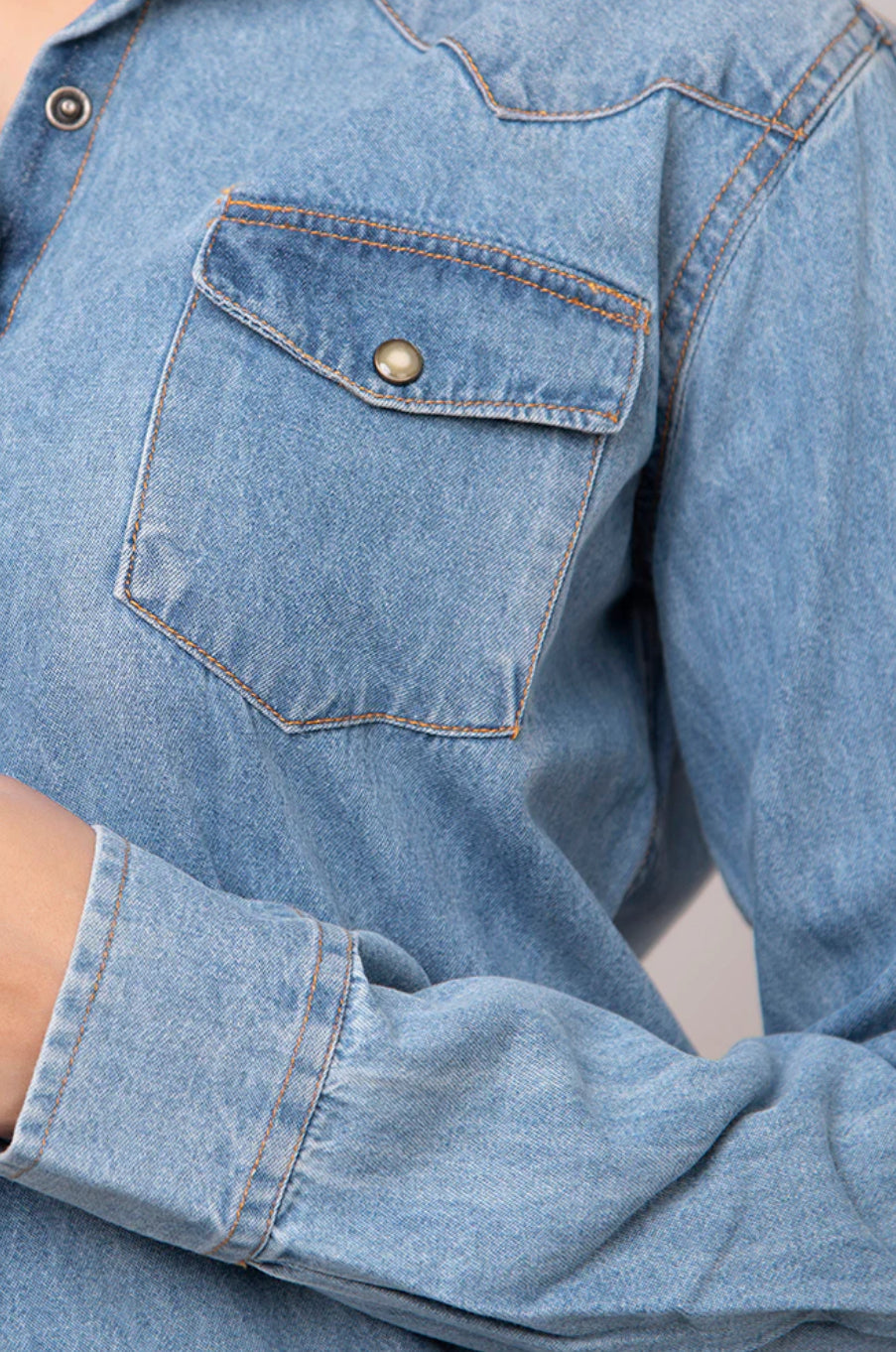 Genuine Leather Denim Shirt