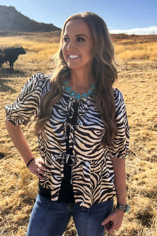 COWGIRL SAFARI TIE TOP