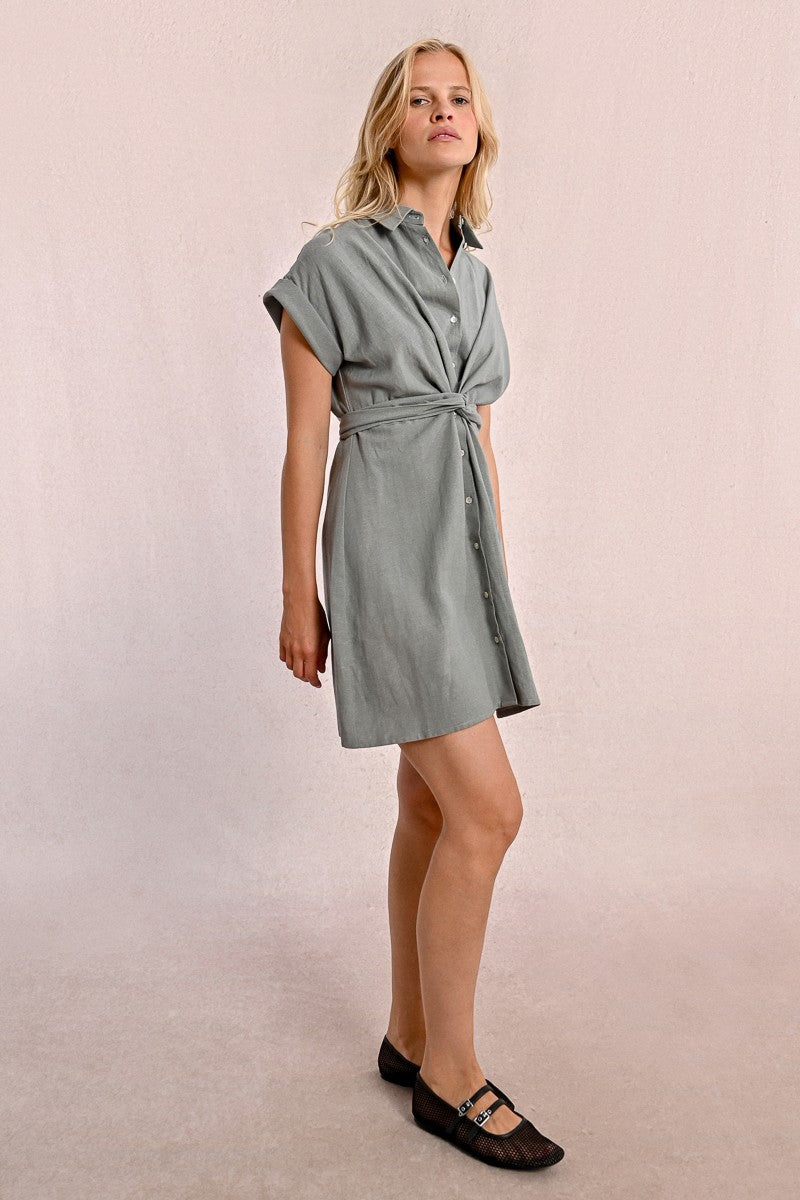 TIE-BACK SHIRT DRESS