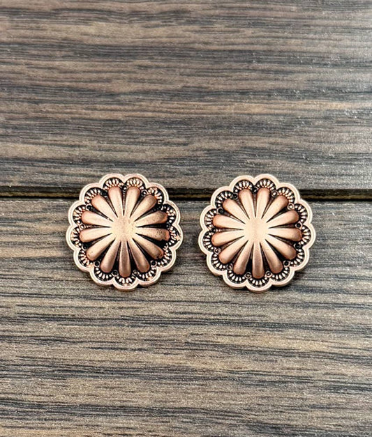 Brass Concho Stud Earrings