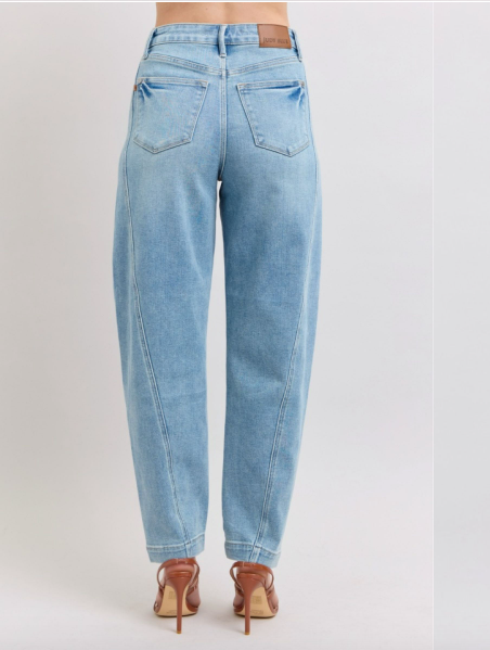 Judy Blue High Waist Side Panel Barrel Leg Jeans
