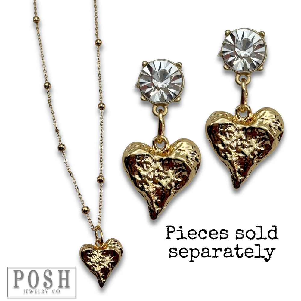 Folk art style heart charm earring