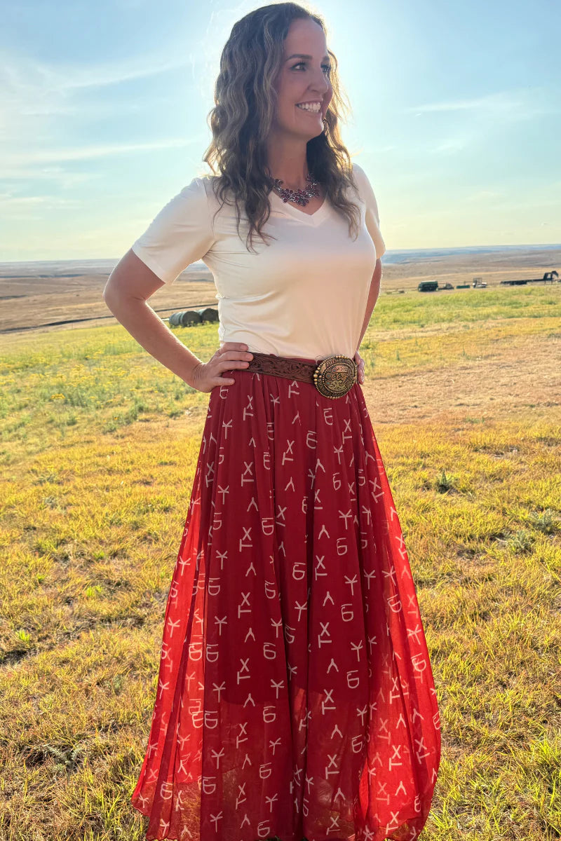 RED DIRT BRANDED MAXI SKIRT