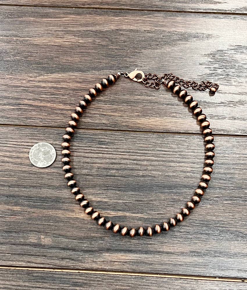 Crossville 16" 8mm Copper Western Bead Necklace