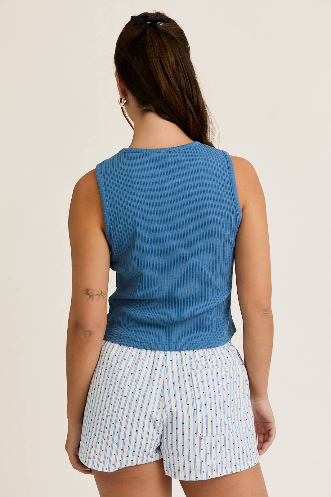 EMBROIDERY DETAIL RIB TANK TOP