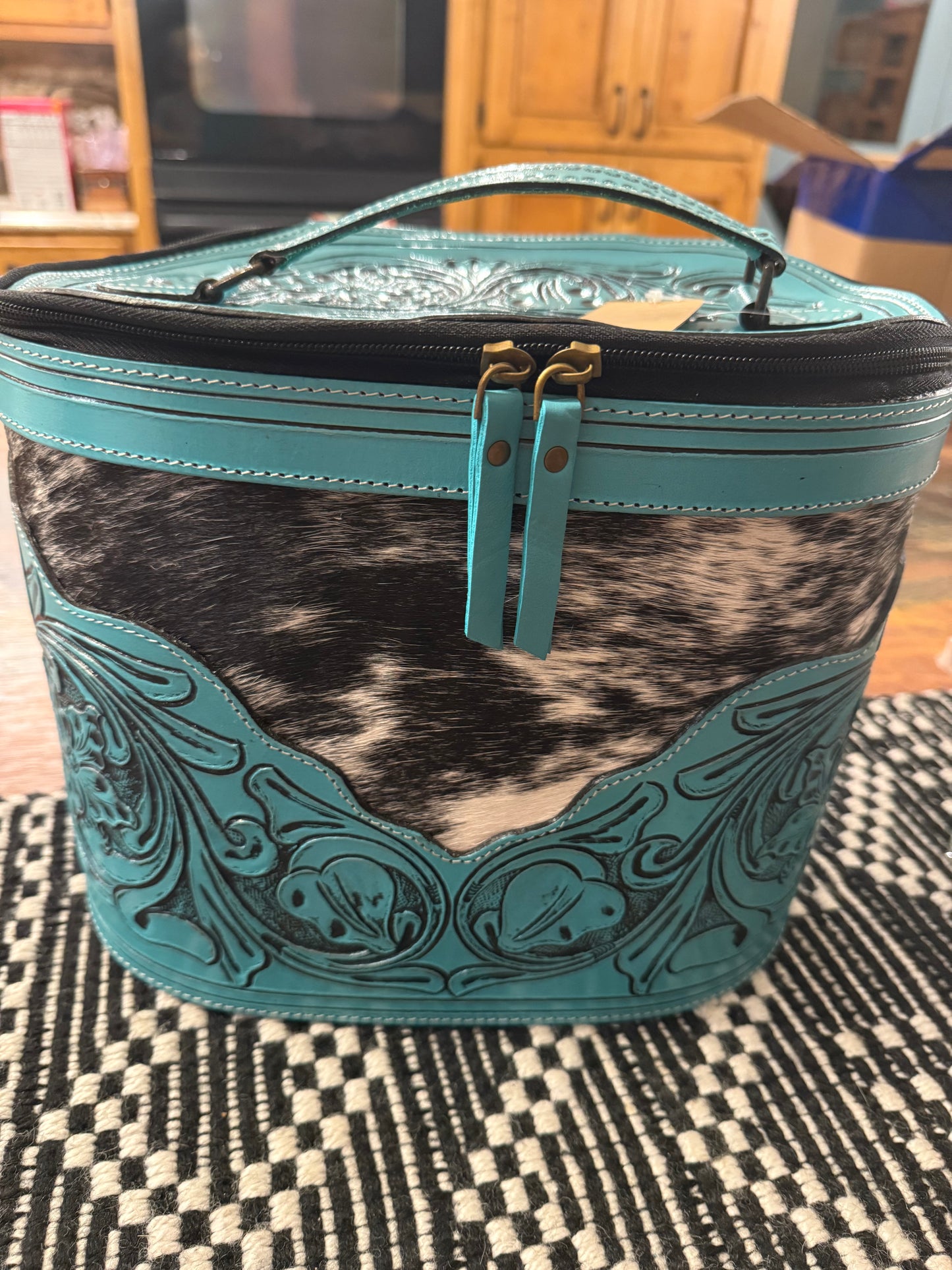 Tooled Turquoise Make Up/Jewelry Box