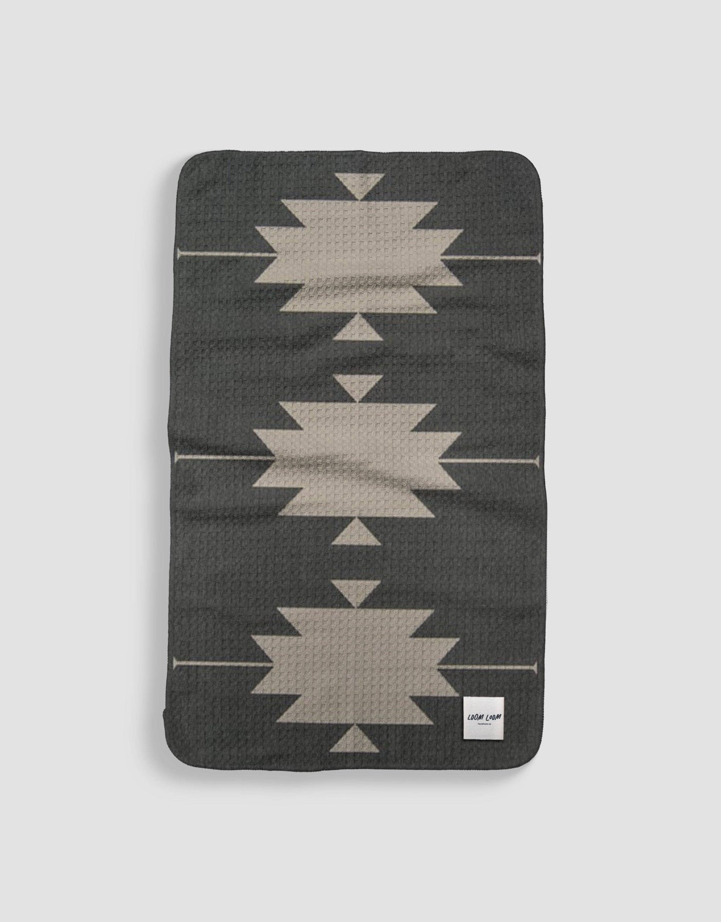 Grey White Southwest Native American Pattern - Printed Eco Microfiber Waffle Woven Towels