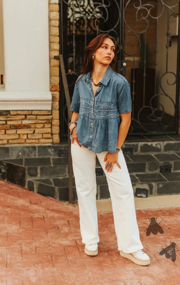 Loopty Lou Denim Top