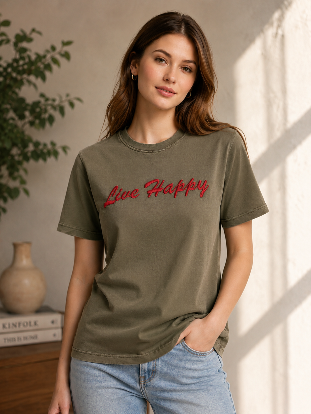 Peace Graphic Washed T-Shirt for Women