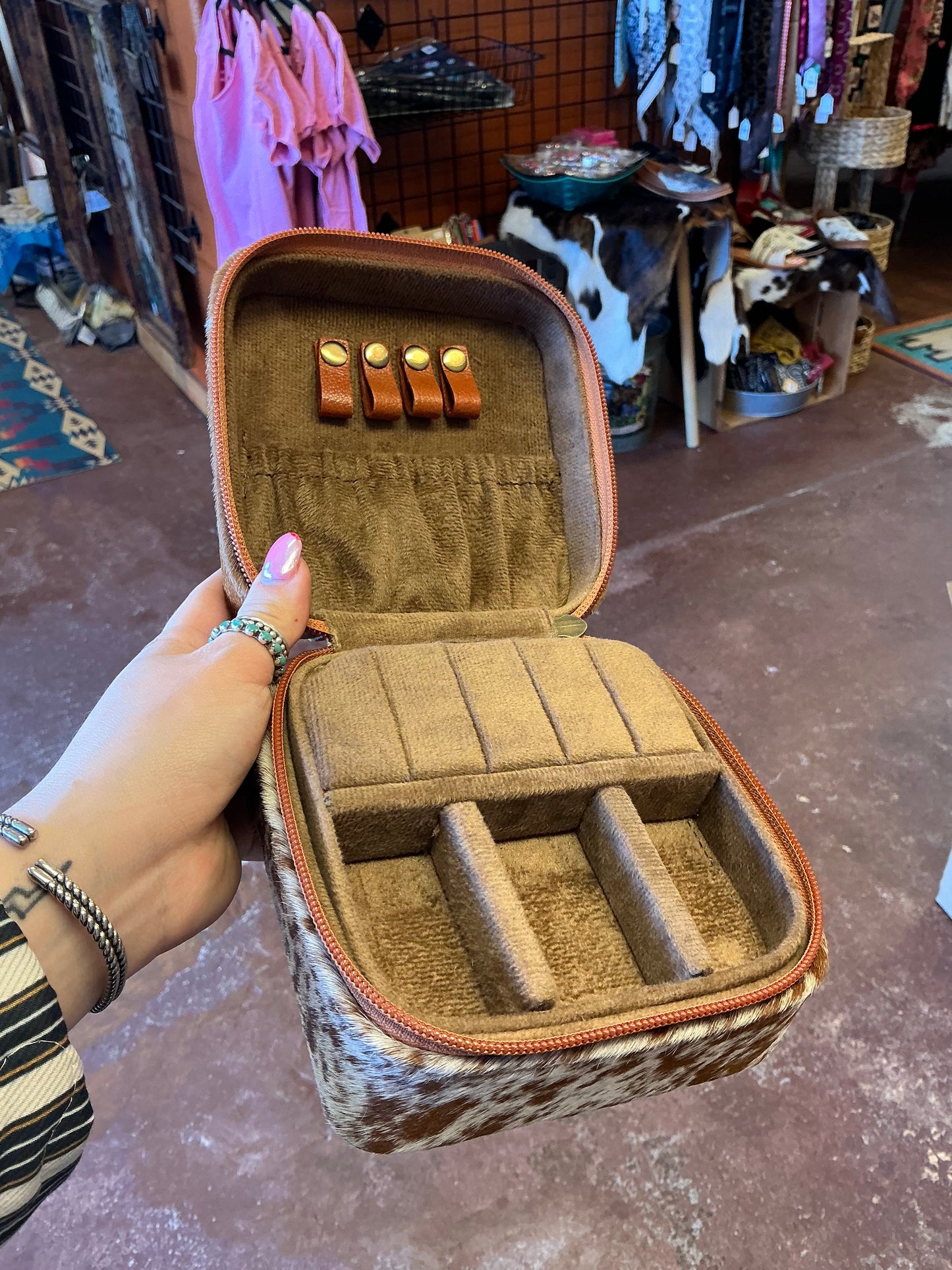 Cowhide Square Jewelry Box
