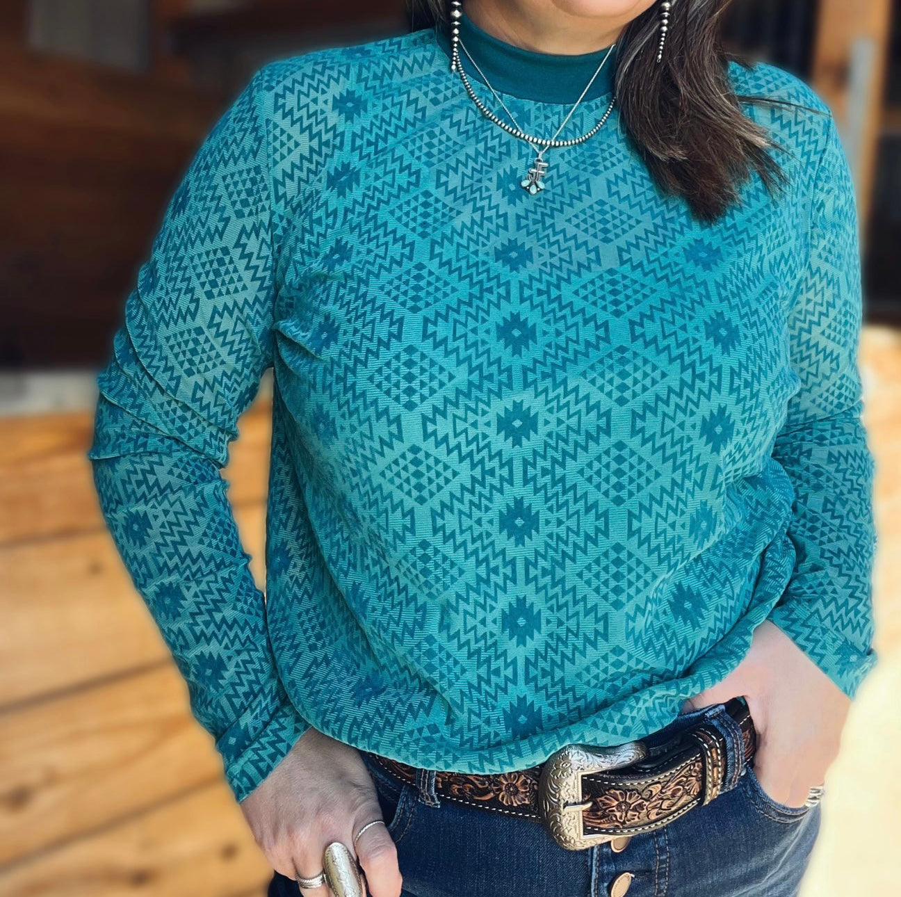 Two Piece Aztec Mesh Top