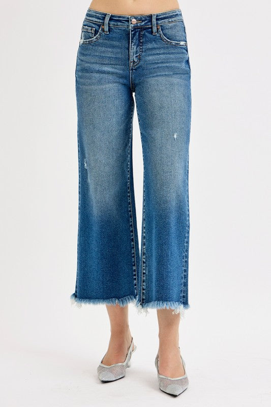 Risen Tummy Control Mid Rise Crop Straight Jeans