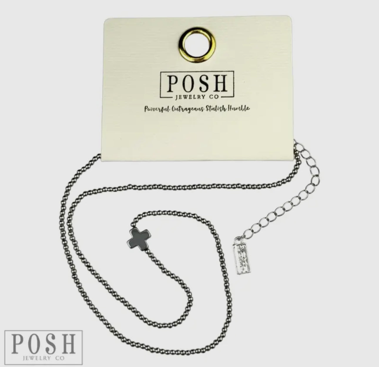 Bead Chain Cross Layering Necklace