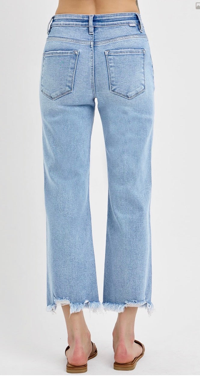 MID RISE CROP STRAIGHT JEANS