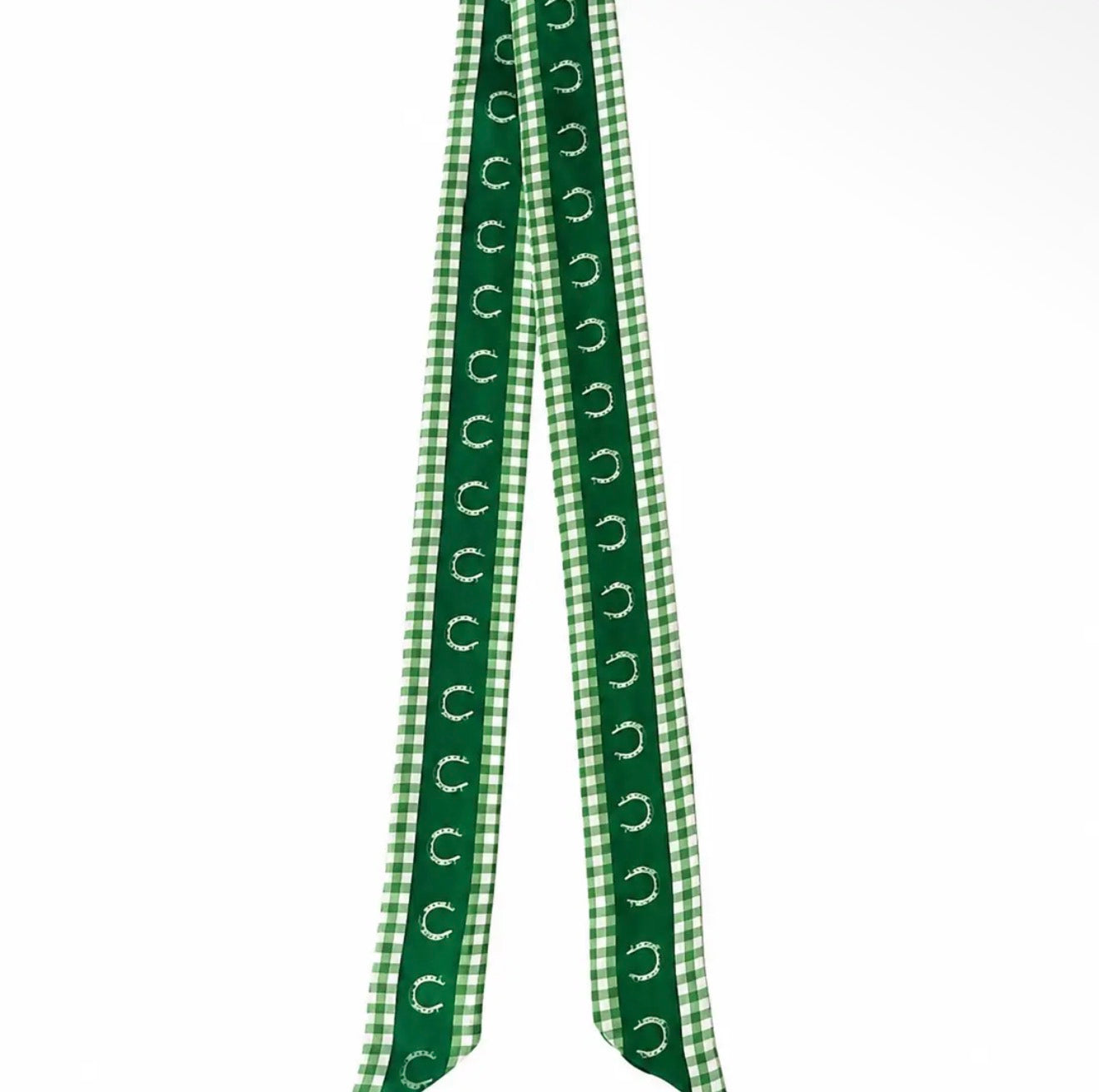 100% Silk Twilly Scarf with Horsehoe and Gingham