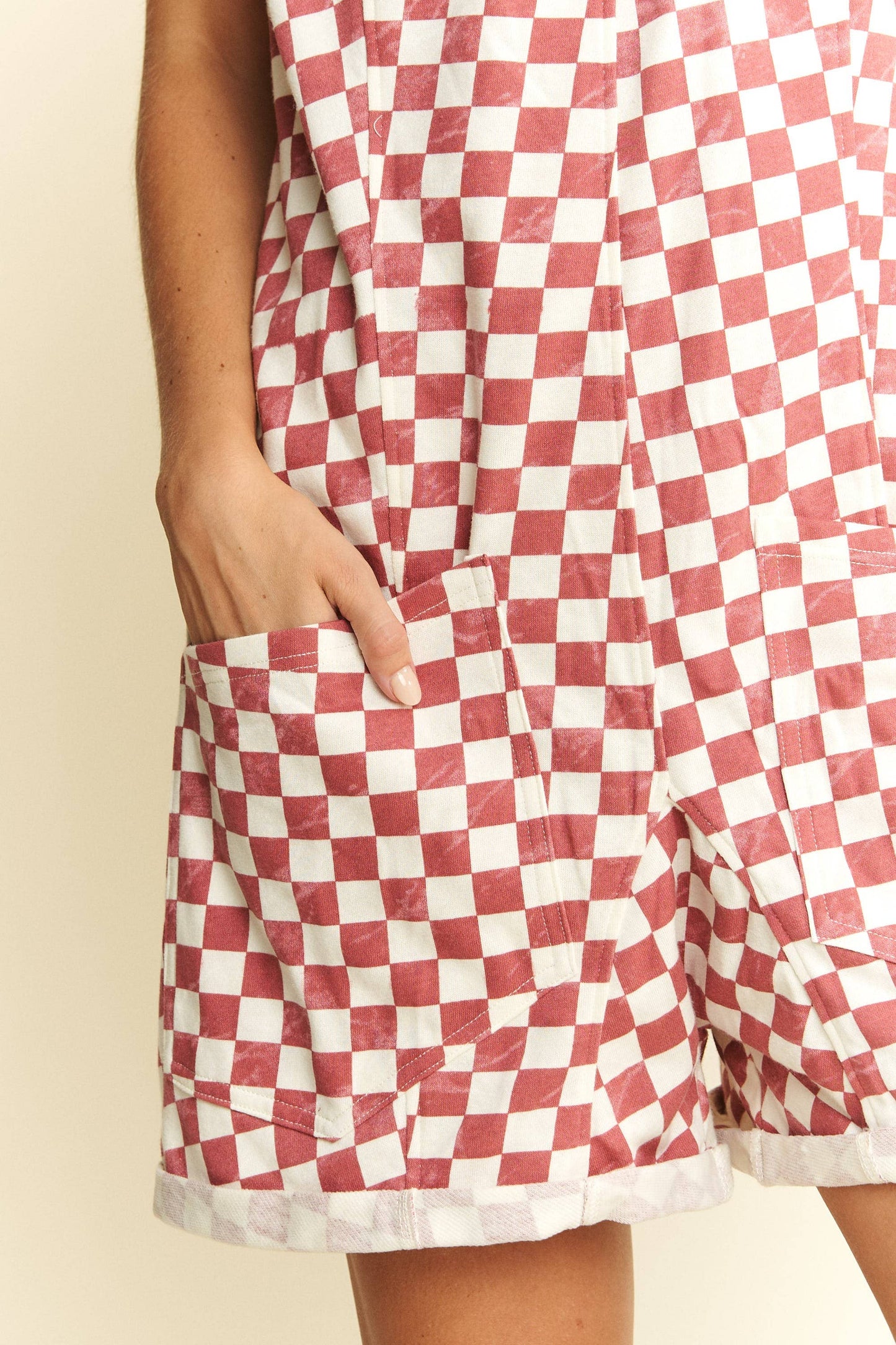 PLAID PRINT SHORTS ROMPER