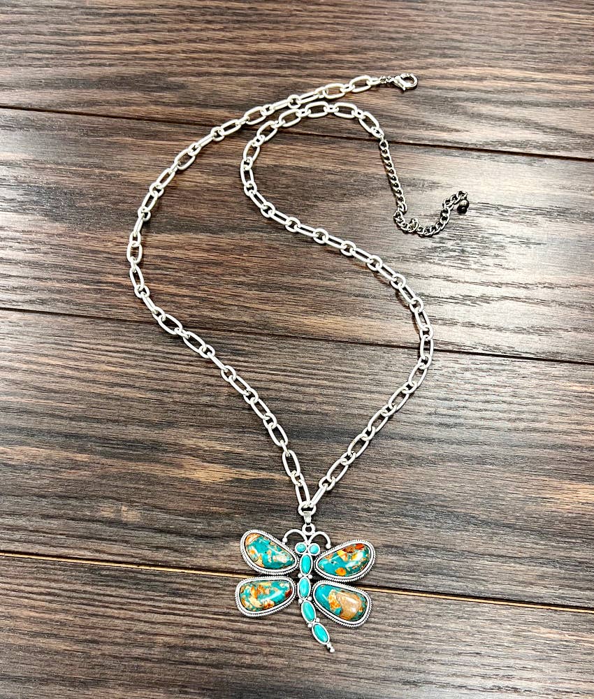 Kendra Navajo Dragonfly Gemstone, Turquoise Necklace