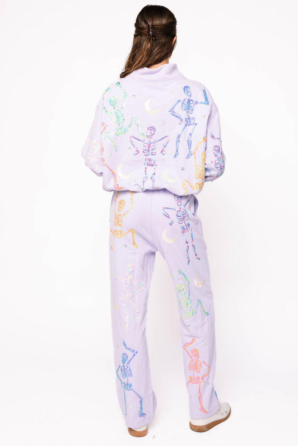 Queen Of Sparkles Lavender Multi Dancing Skeleton Mock Neck Sweatshirt OR Sweatpant