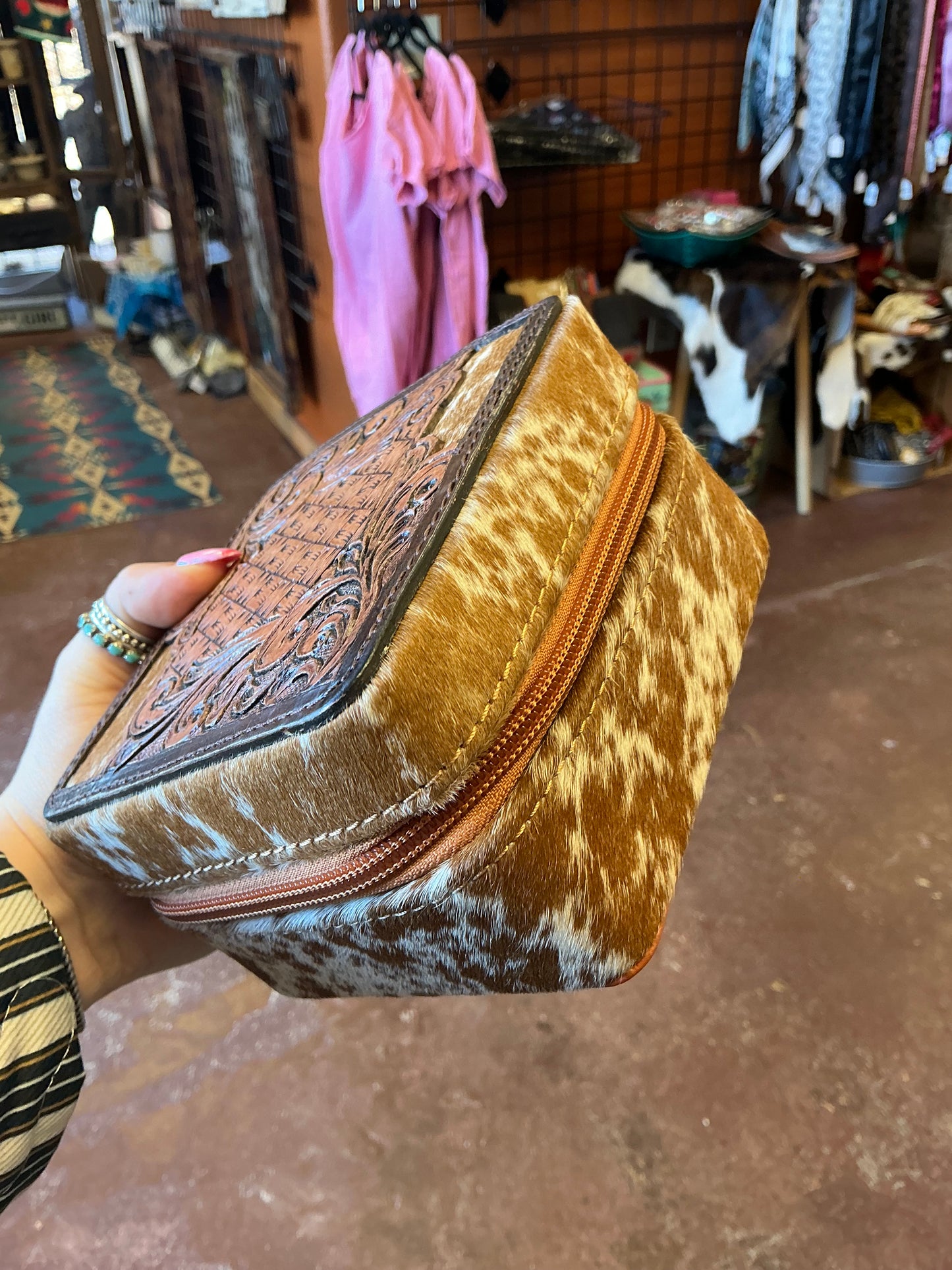 Cowhide Square Jewelry Box