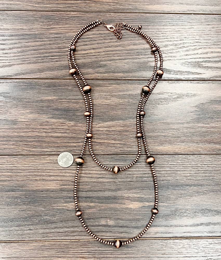 739497, Handmade 34" Copper Navajo Bead Necklace