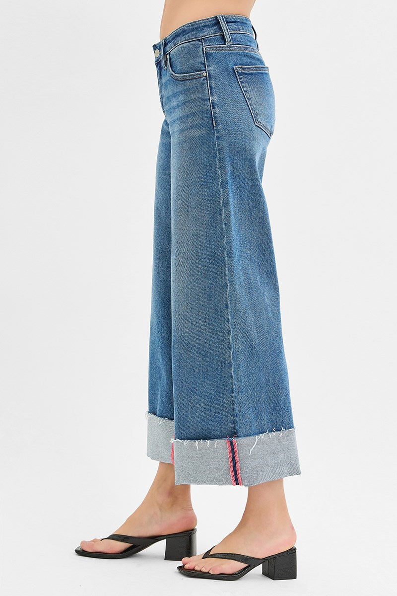 Risen - Mid Rise Crop Cuffed Jeans