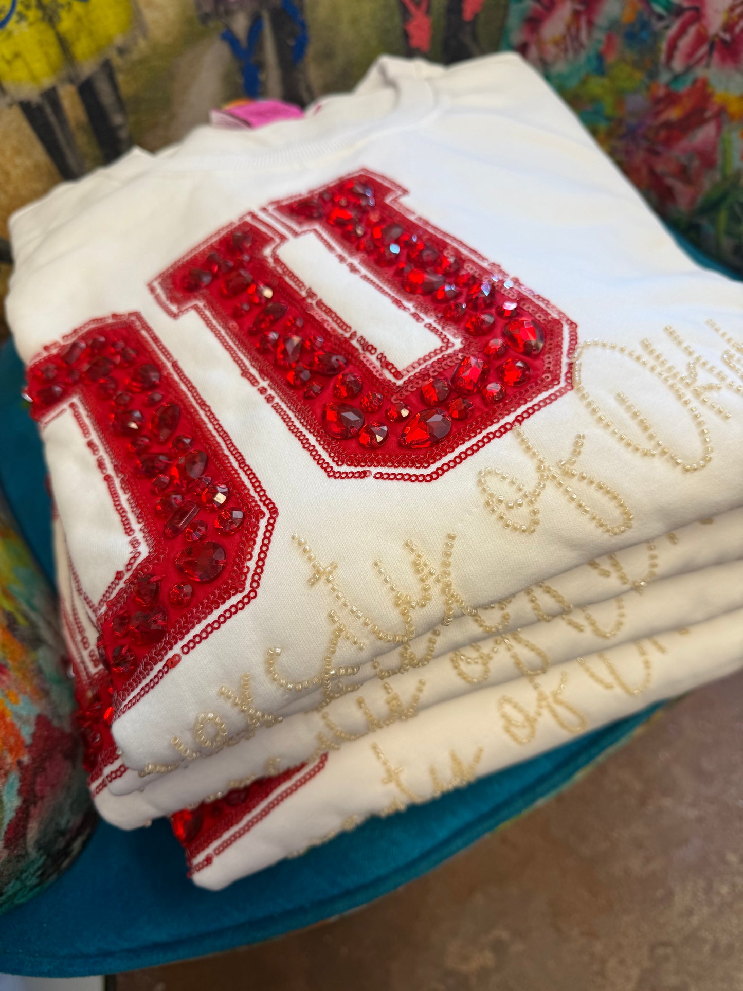 Licensed Oklahoma Big Icons Scattered Sweatshirt - Queen Of Sparkles