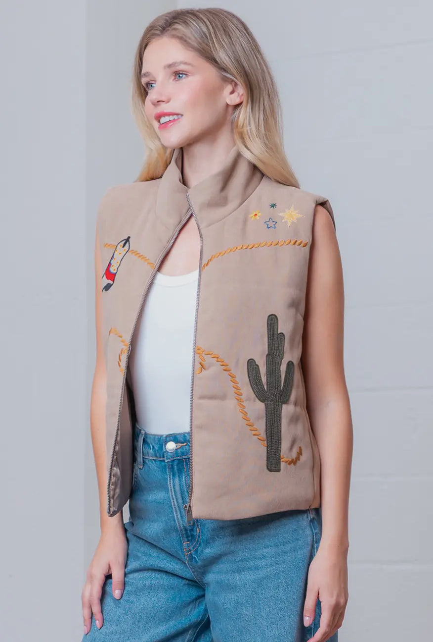 Western Mocha Embroidered Vest