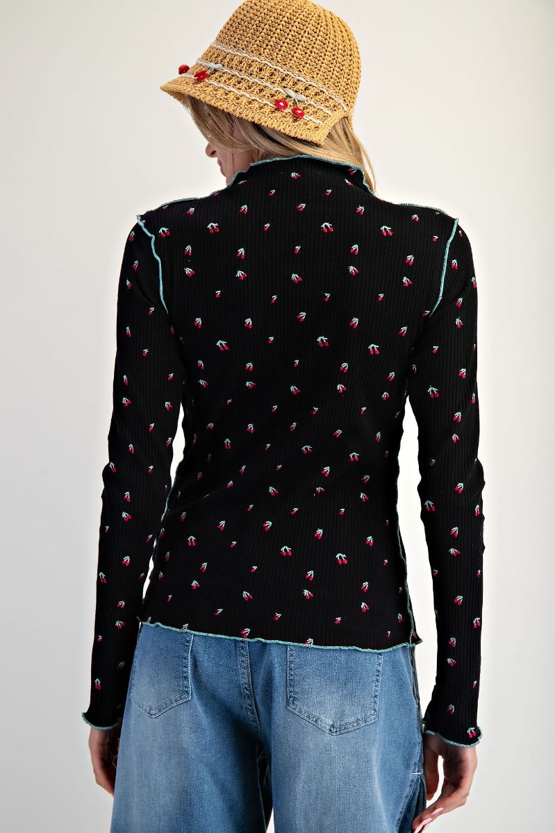 Cherry Embroidered Thermal Top