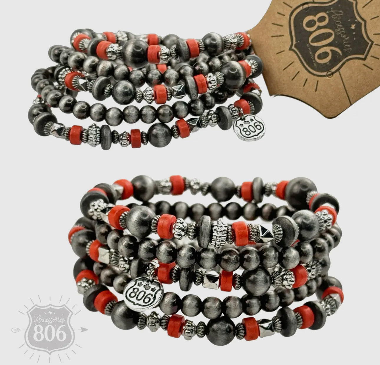 Silver Mixed Bead Bracelet Set