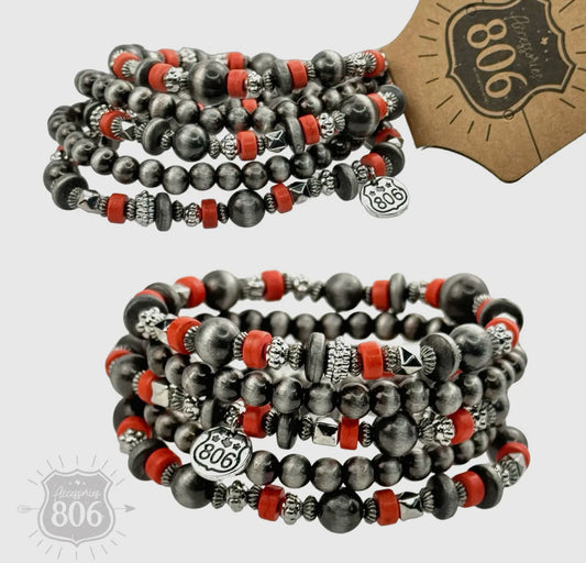 Silver Mixed Bead Bracelet Set