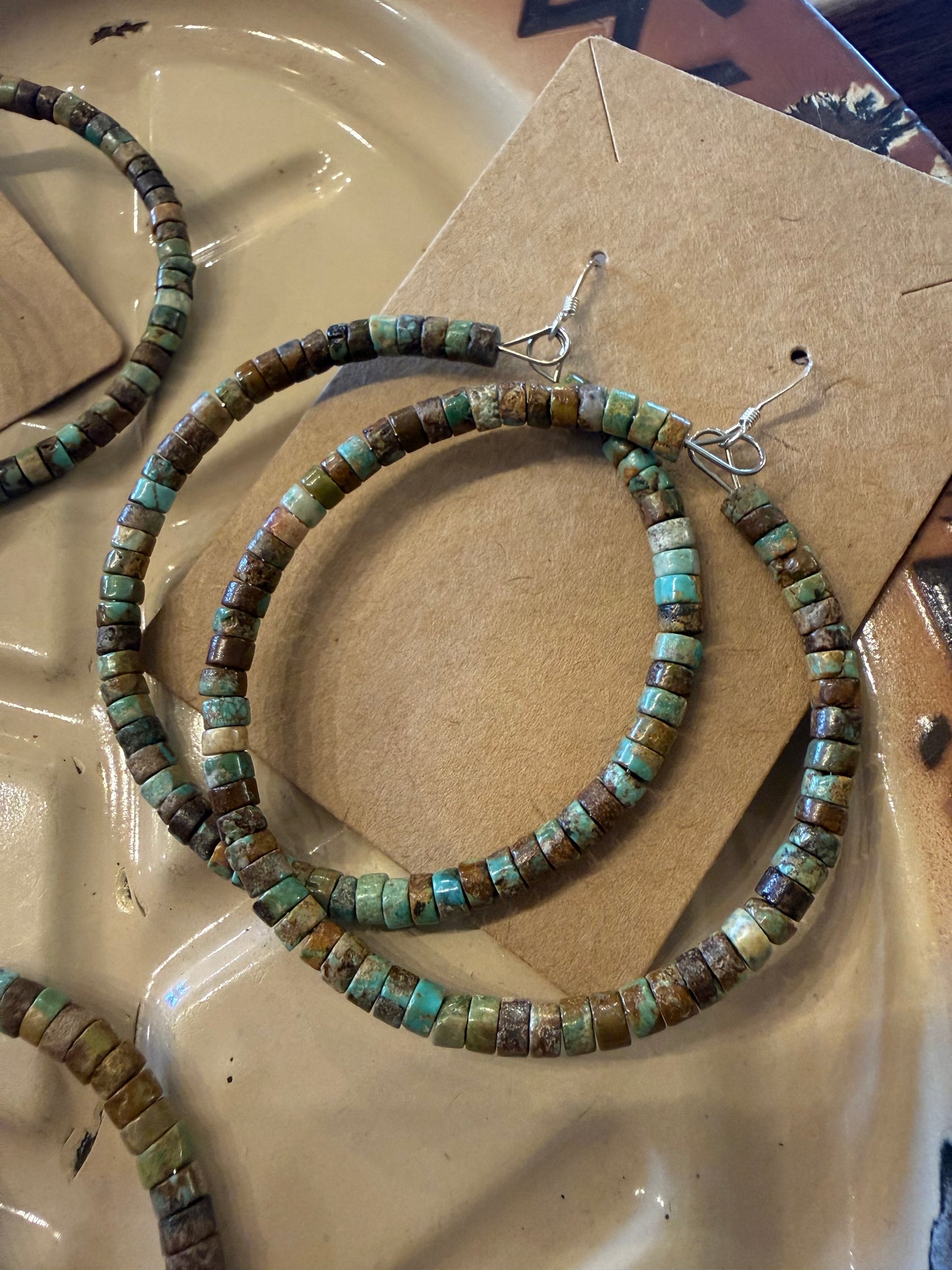 Turquoise Heishi Hoop Earrings