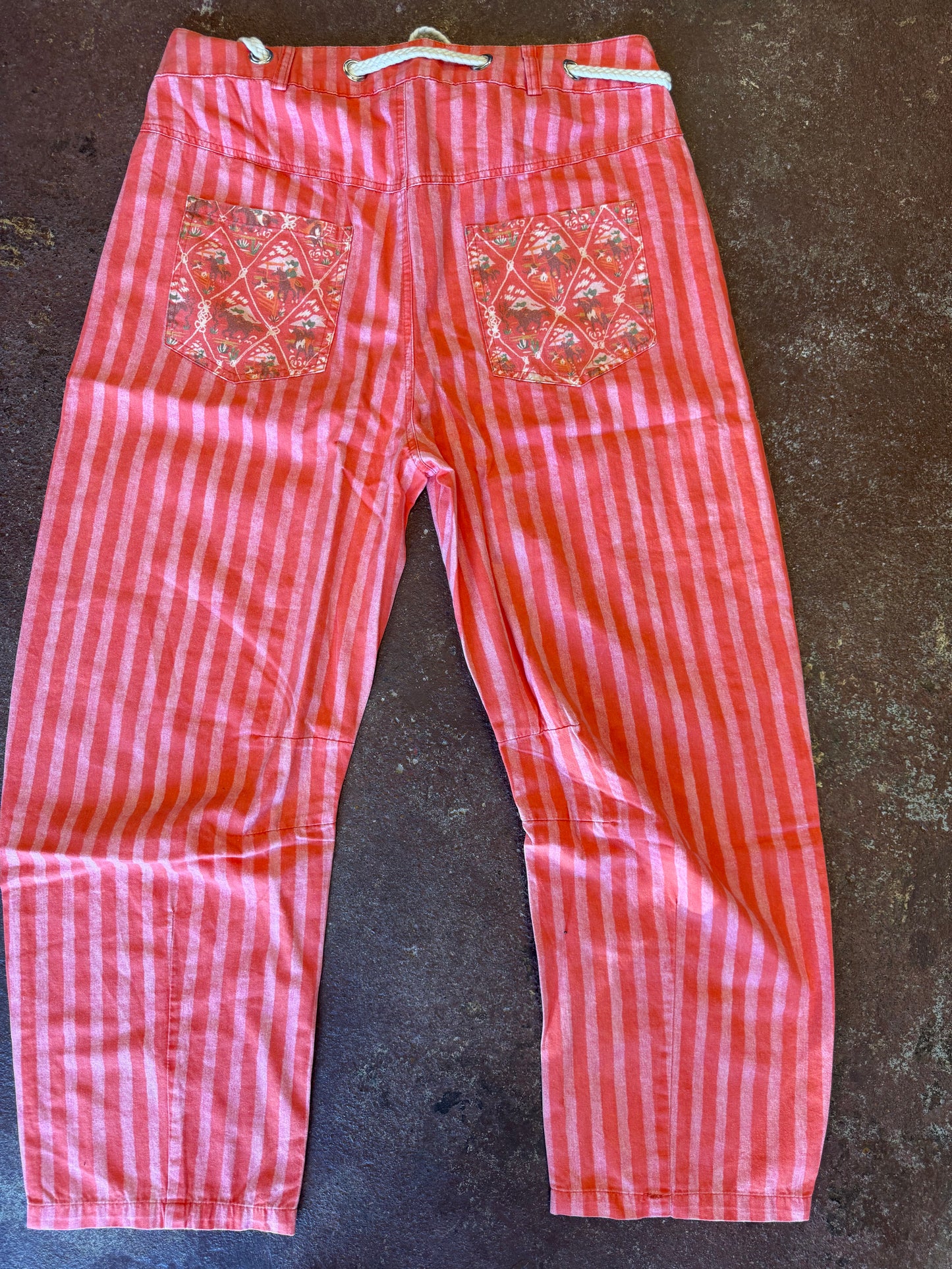 Cowboy Stripe Drawstring Barrel Pants