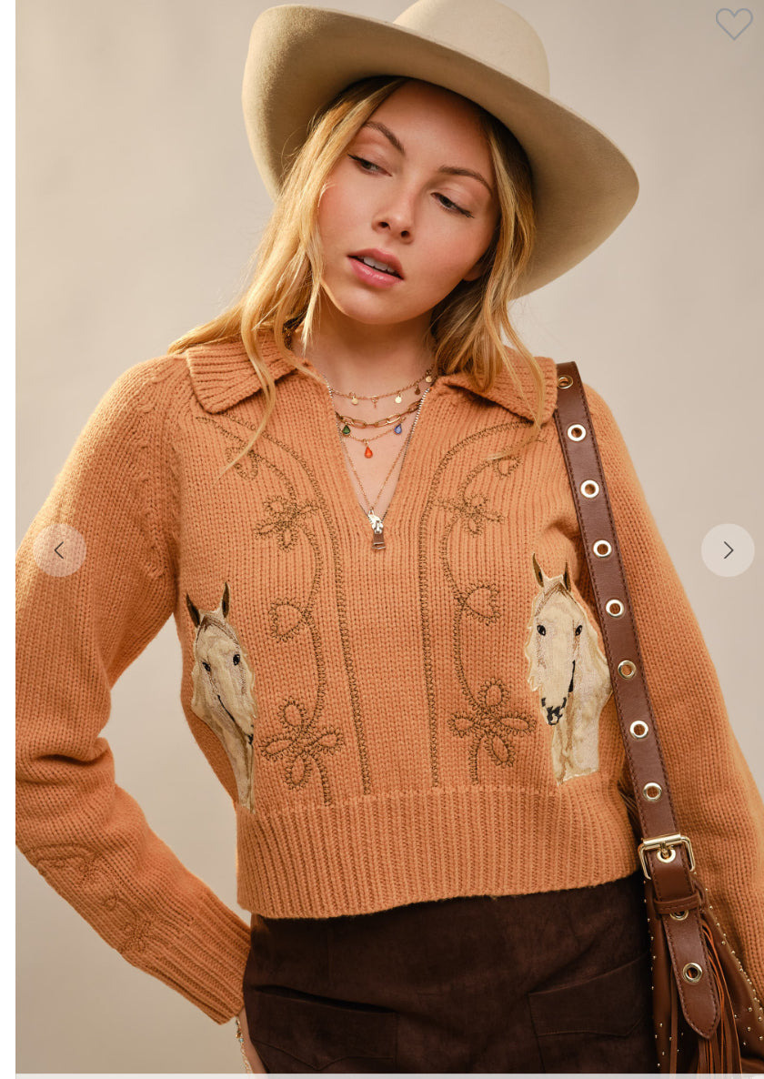 Western Horse Bow Zip Up
