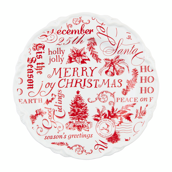 Word Print Christmas Dessert Plate