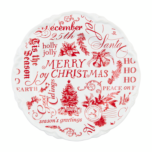 Word Print Christmas Dessert Plate