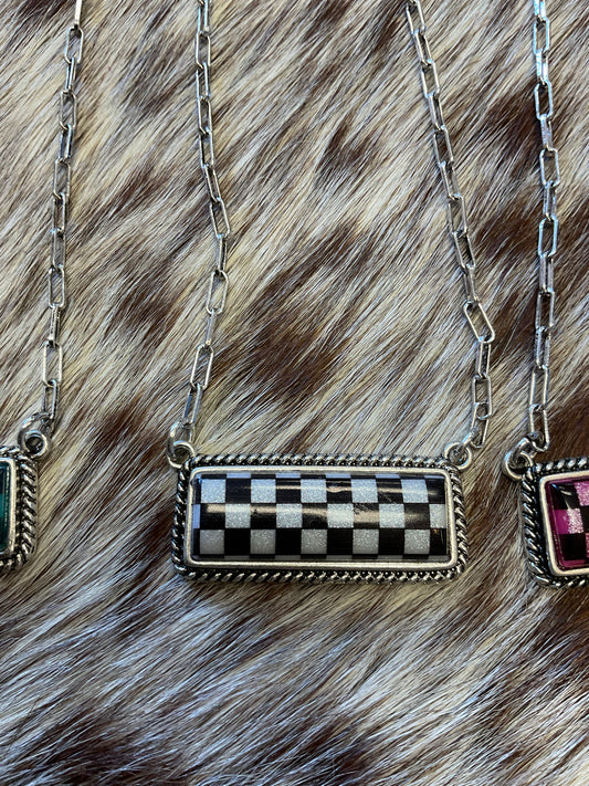 Checkered Bar Pendant