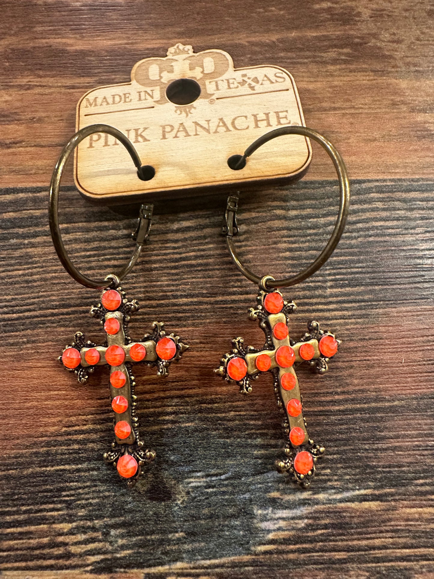 Fancy Cross Earrings with Austrian Crystals