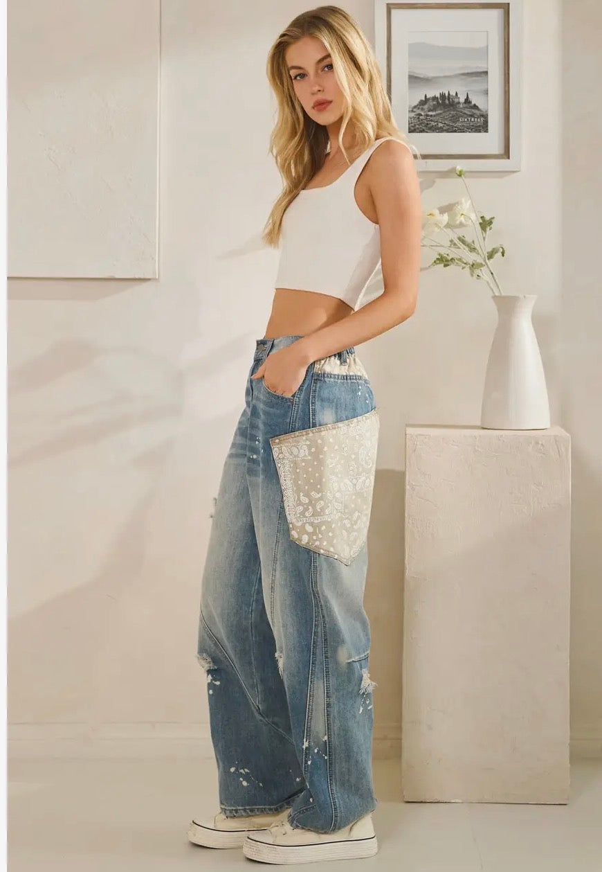 Washed Wanda Big Extended Pocket Pants